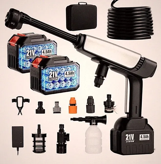 Cordless Pressure Washer 21V 1250PSI 6-in-1 Nozzle Brushless Motor Foam Cannon