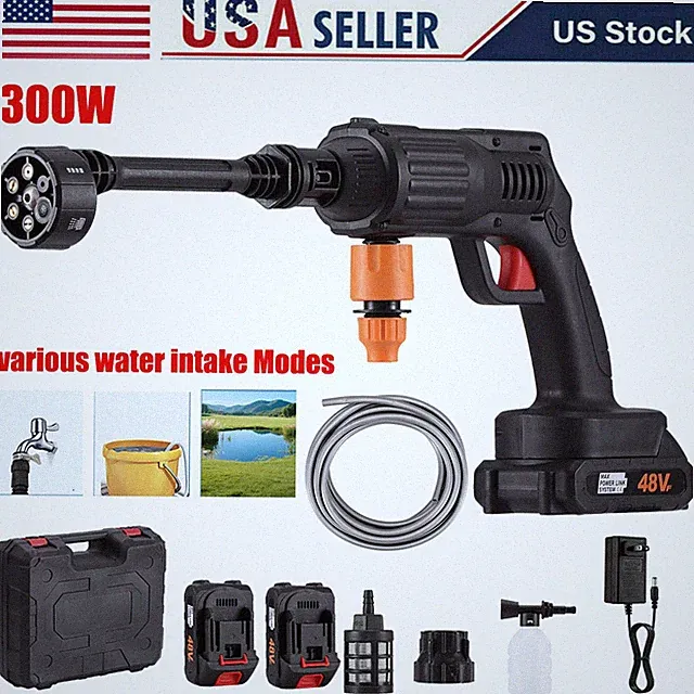 Cordless Pressure Washer, 300W Portable Power Washer with 6-in-1 Nozzle