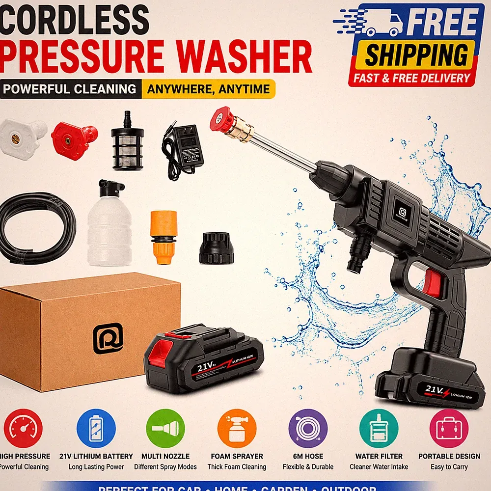 Cordless Pressure Washer 30Bar 21V Battery High Pressure Car Cleaner