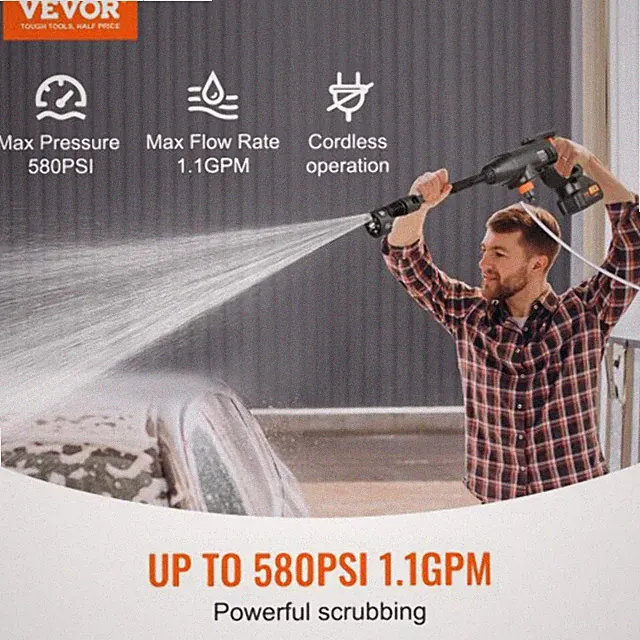 Cordless Pressure Washer 580PSI 11 GPM Portable Power Cleaner Handheld
