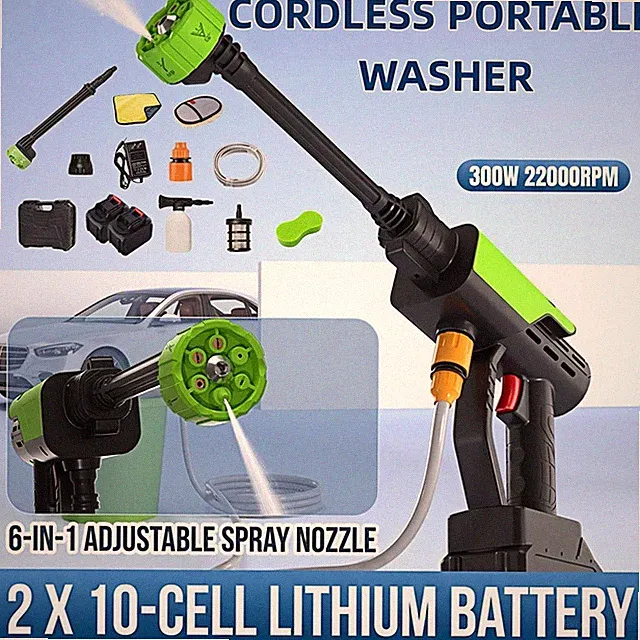 Cordless Pressure Washer,6-in-1 Nozzle Portable Handheld Power Washer 750 PSI