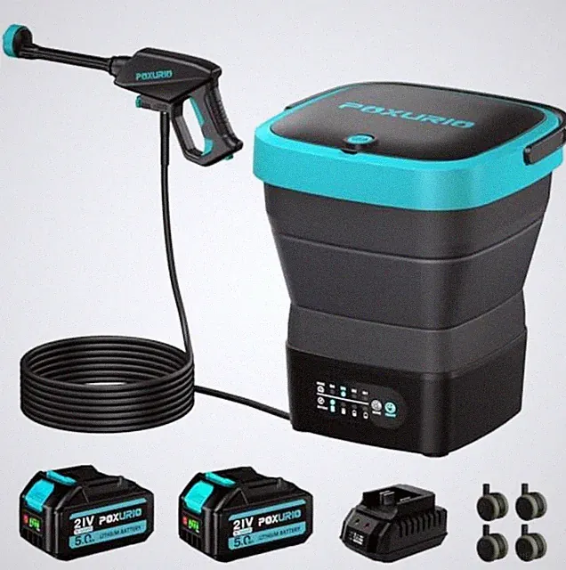 Cordless Pressure Washer 750PSI 4.5Gal Tank 10FT Hose 5 Nozzle Car Cleaning