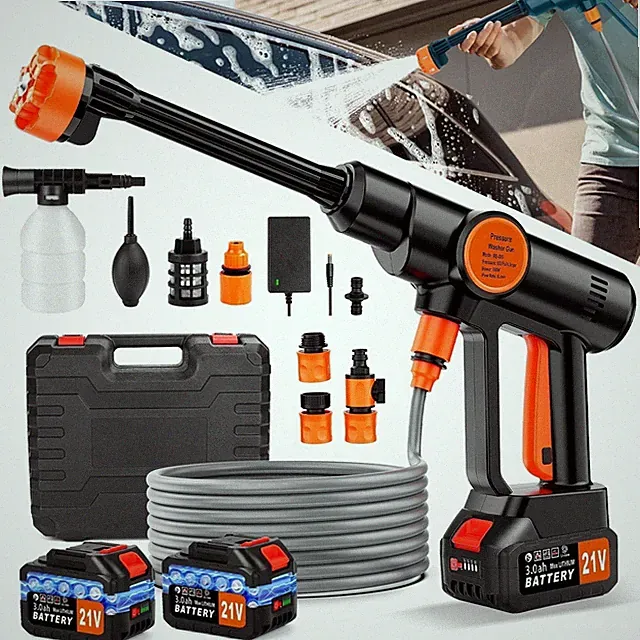 Cordless Pressure Washer, 970 PSI, 2.4 GPM, Dual 3000mAh Batteries, 6-in