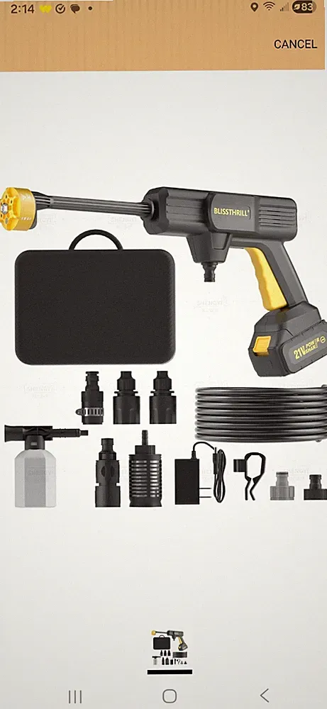 Cordless Pressure Washer Battery Operated; 1100PSI 2.4 GPM Portable Cordless...