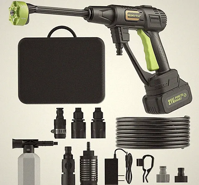 Cordless Pressure Washer Battery Powered; 990 Psi with 6-in-1 Nozzle, 23FT Hose.