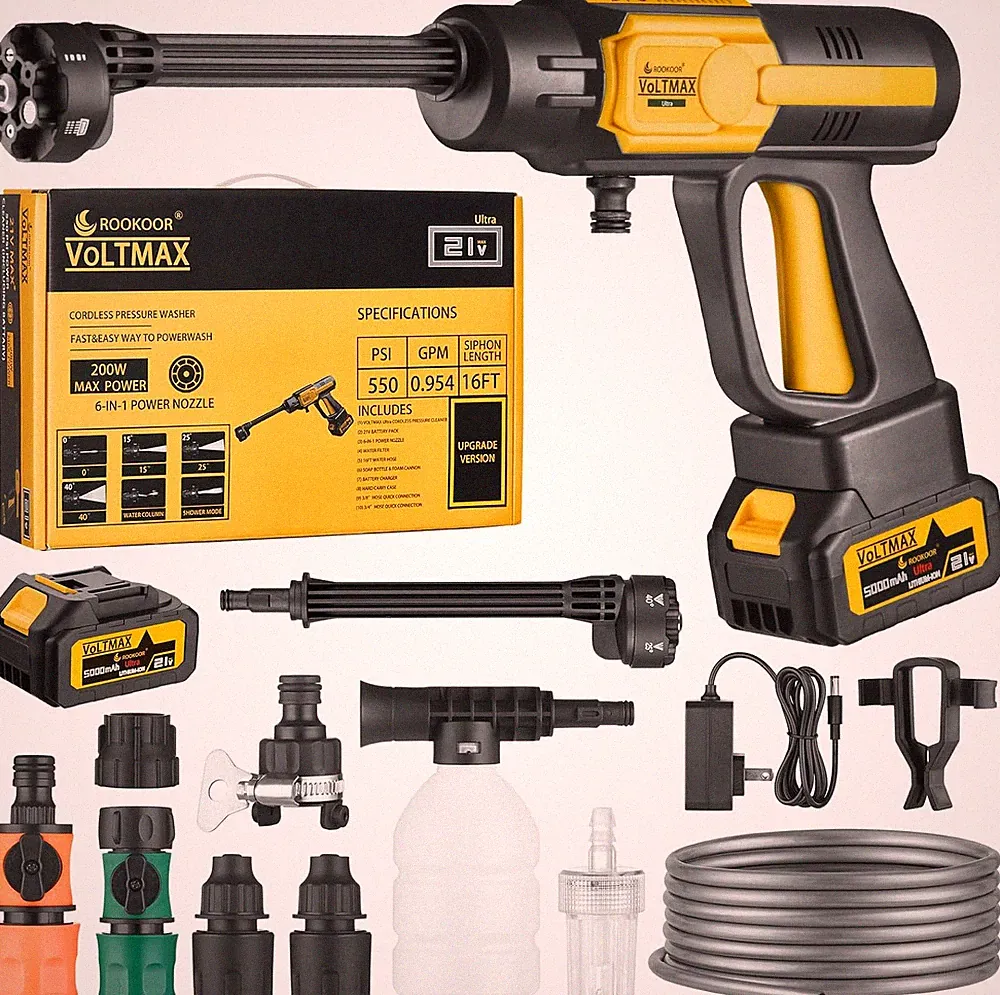Cordless Pressure Washer Battery Powered, 990PSI Cordless Power Washer with Brus