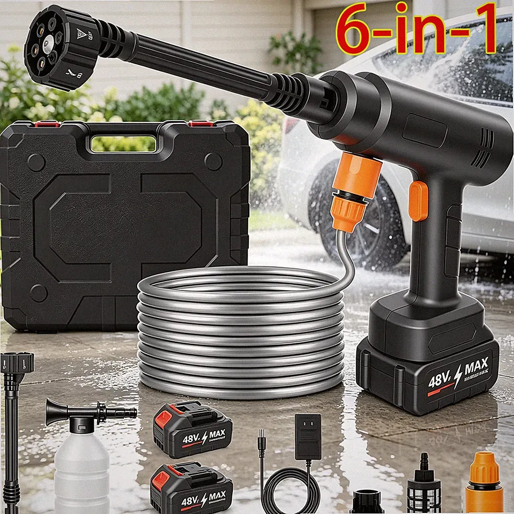 Cordless Pressure Washer Battery Powered Portable Power Washer w/ 6-in-1 Nozzle