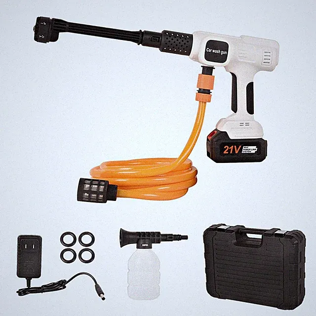 Cordless Pressure Washer Cleaner with 6-in-1 Nozzle 4-Speed Car Washer Gun