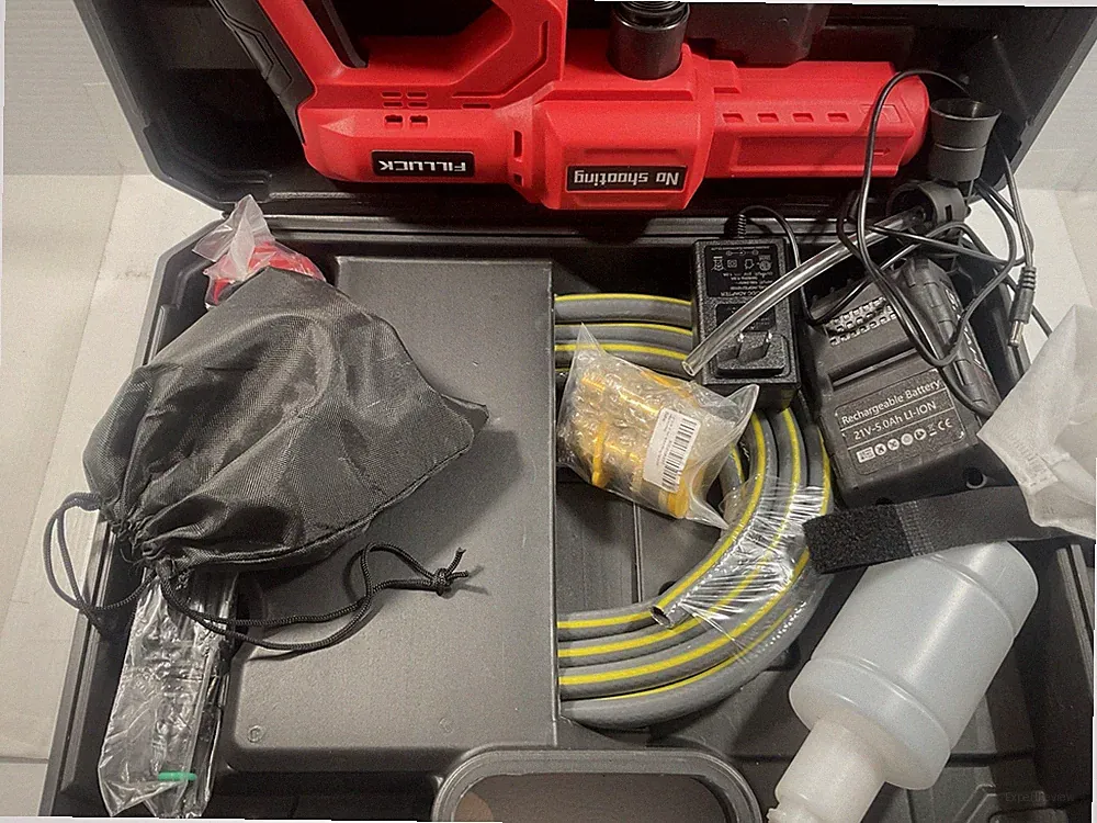 Cordless Pressure Washer Portable Handheld w/ Battery, Hose & Case – Red