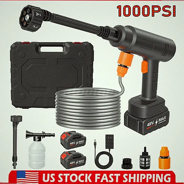 Cordless Pressure Washer Portable Power Washer 6in1 Adjustable Nozzle & 2Battery