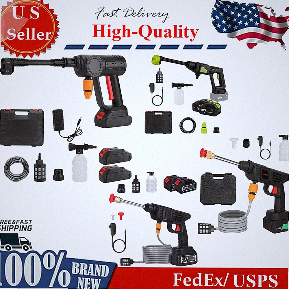 Cordless Pressure Washer w/ Battery &Charger 400PSI Adjustable Nozzle for Car