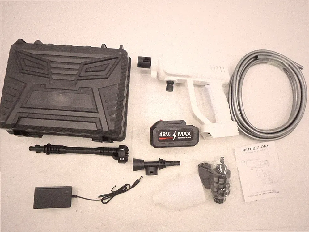 Cordless Pressure Washer with Battery, Nozzle, Hose for Car, Patio Cleaning