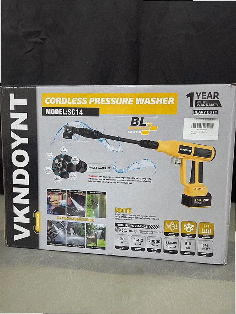 Cordless Pressure Washer with Faucet & Garden Hose Connector, 2 X 5.0AH Batterie