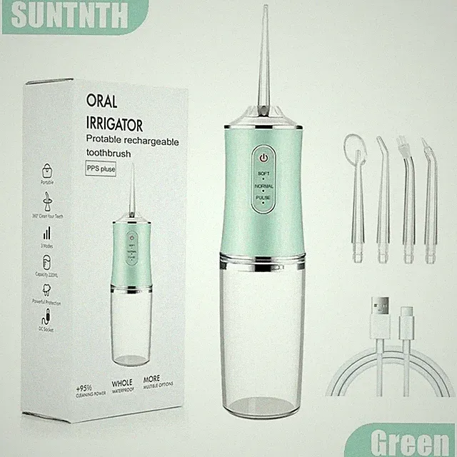 Cordless Rechargeable Water Dental Flosser Oral Irrigator with 3 Modes & 4 Tips