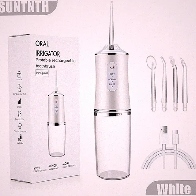 Cordless Rechargeable Water Dental Flosser Oral Irrigator with 3 Modes & 4 Tips