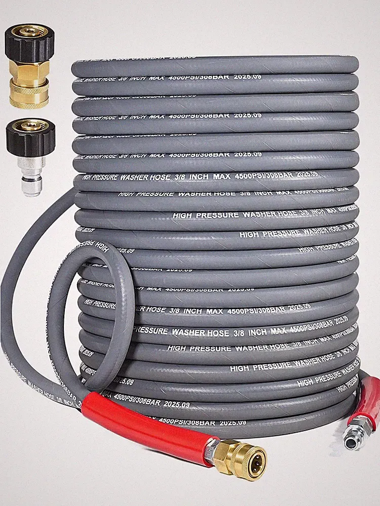 Coyardor 3/8″ Pressure Washer Hose 100 FT — 4500 PSI 3/8" X 100FT, Red
