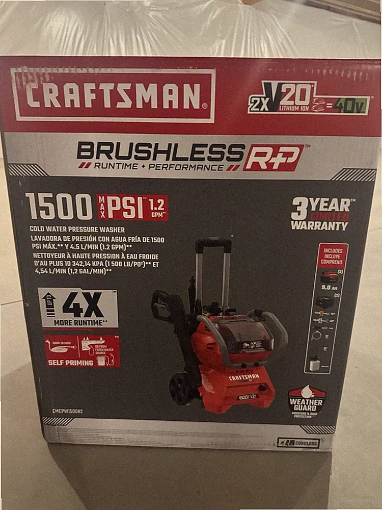 Craftsman V20 1500 PSI Cold Water Pressure Washer with 2 extra 9.0 ah batteries