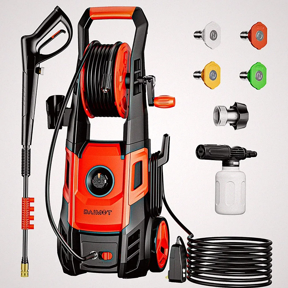 DAIMOT Pressure Washer 3500 PSI, Max 2.4 GPM with Foam Cannon & 4 Nozzle Tips