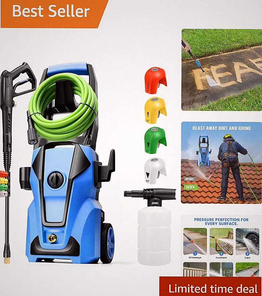 Deep Blue Electric Pressure Washer 5000 PSI Max - 4 Nozzles & 33FT Hose Included