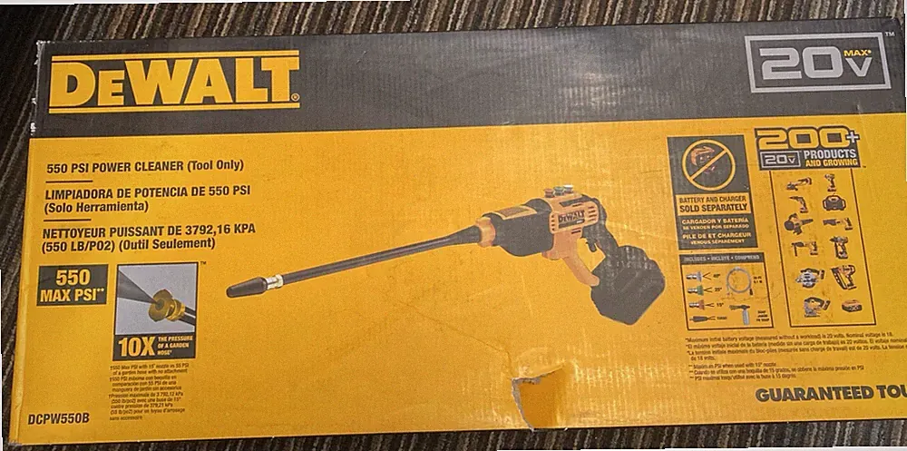 DEWALT 20V MAX 550 PSI Cordless Pressure Washer Tool Only DCPW550B