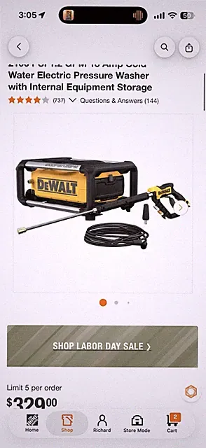 DEWALT 2100 PSI 1.2 GPM Cold Water Electric Pressure Washer - DWPW2100