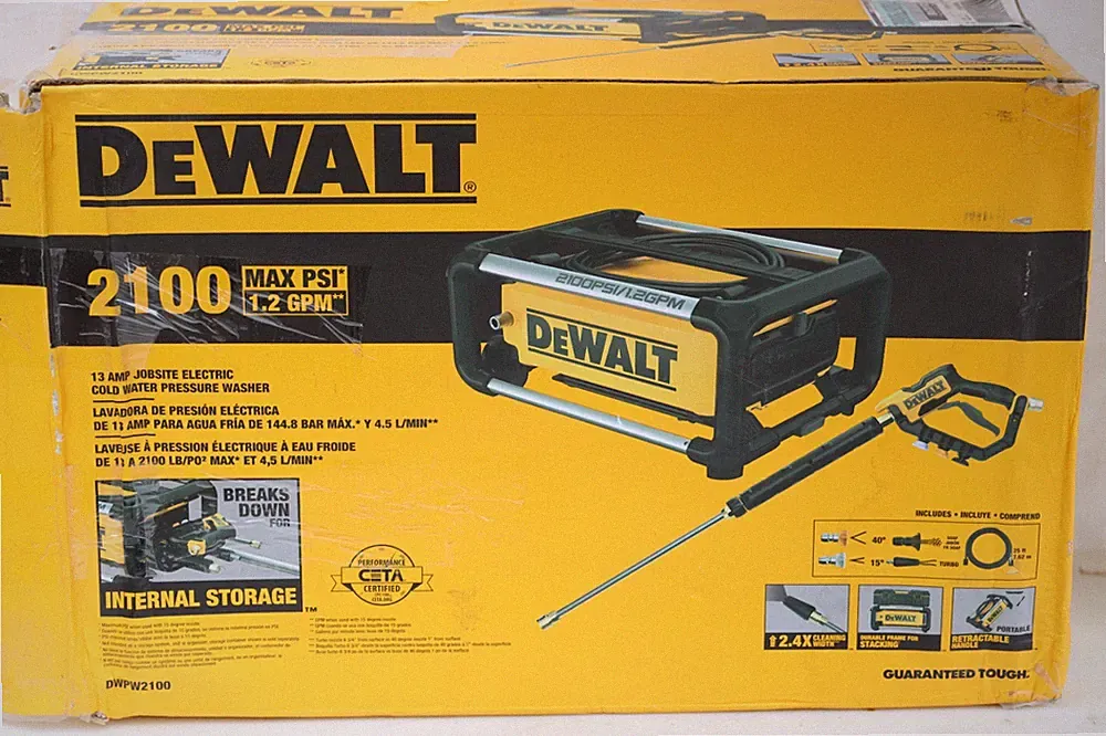 DeWalt 2100 PSI 1.2 GPM Electric Cold Water Pressure Washer DWPW2100, (No Hose)
