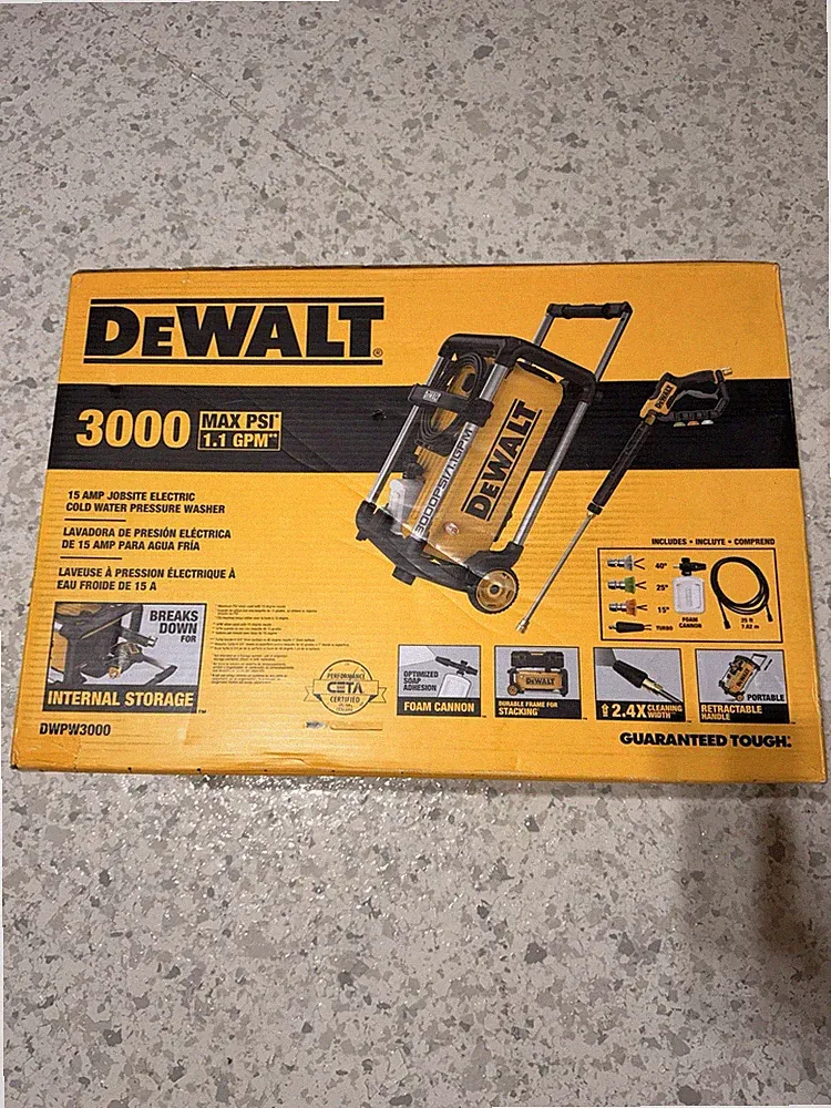 DEWALT DWPW3000 3000 MAX PSI 1.1 GPM ELECTRIC PRESSURE WASHER - NEW SEALED