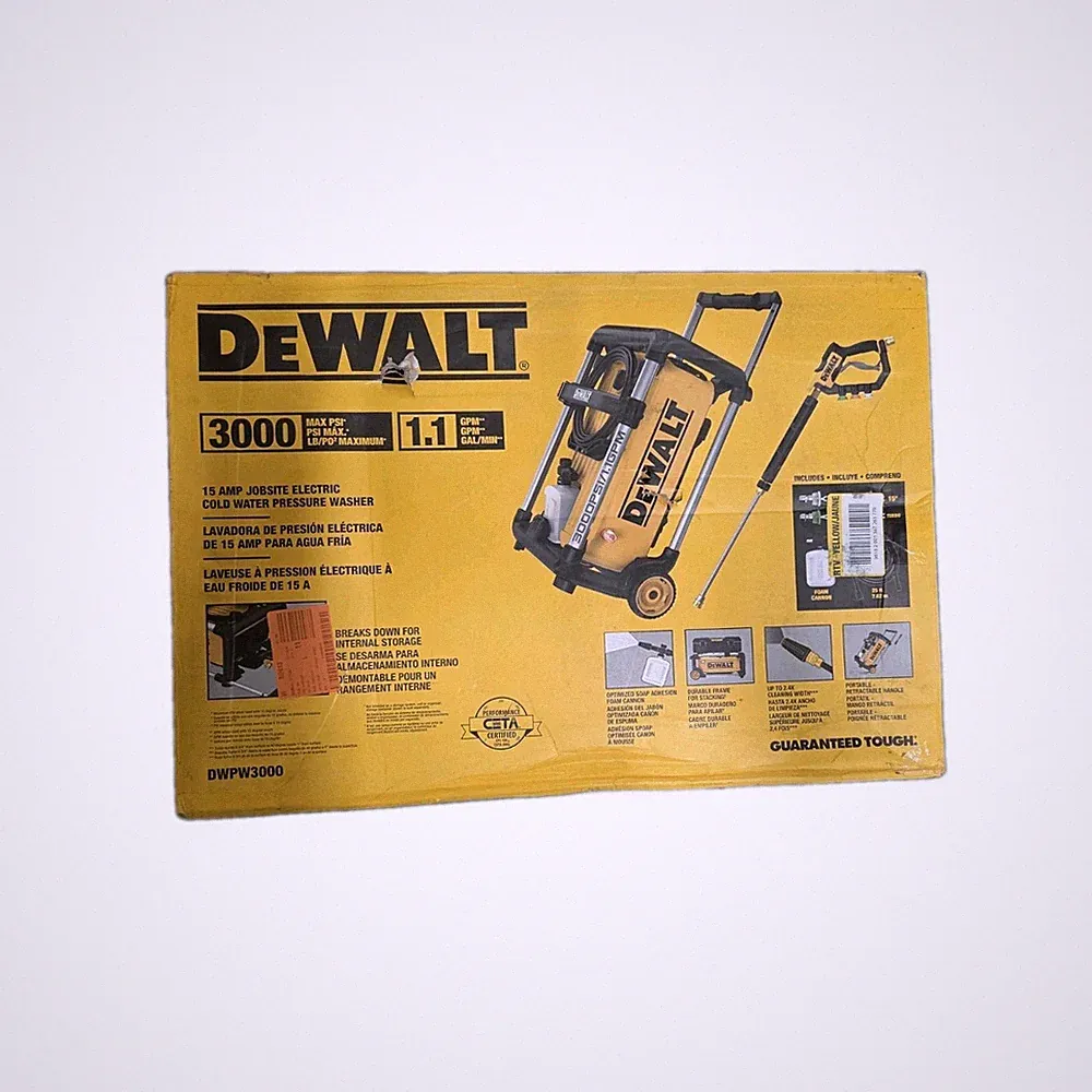 DEWALT DWPW3000 3000 PSI 1.1 GPM Electric Pressure Washer w/ Accessories