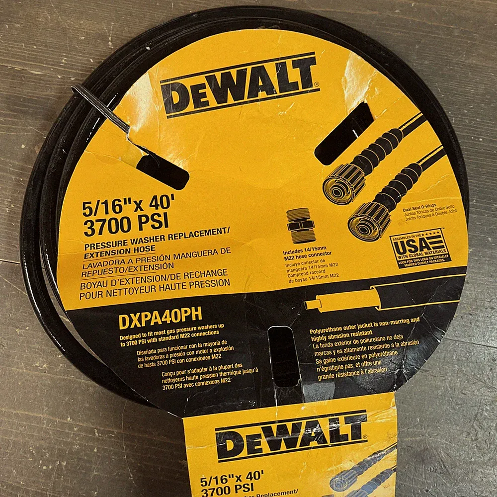 DeWalt DXPA40PH 40' x 5/16" Pressure Washer Hose 3700 PSI *missing M22 Connector