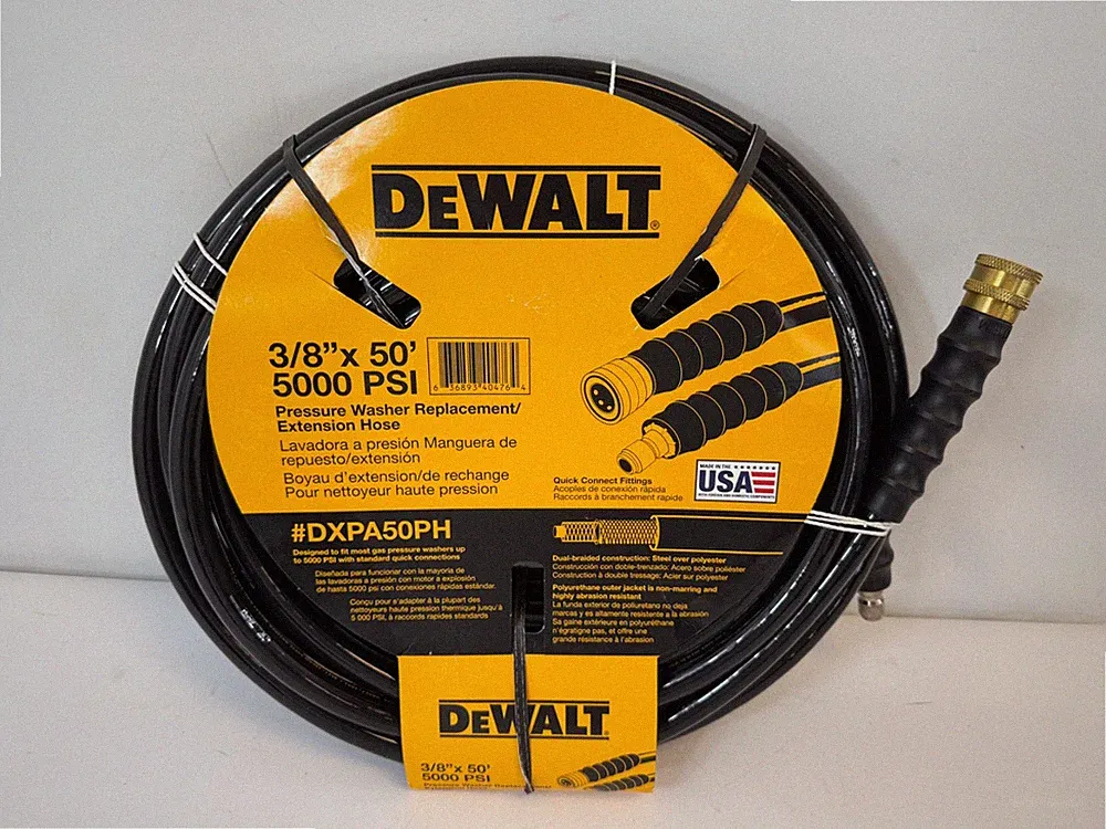 DEWALT DXPA50PH Pressure Washer Replacement Extension Hose 3/8" x 50' 5000 PSI