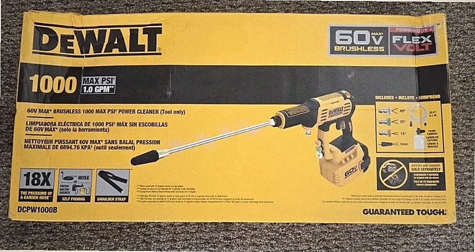 Dewalt FLEXVOLT DCPW1000B 60V MAX Brushless 1000 Max PSI Power Cleaner