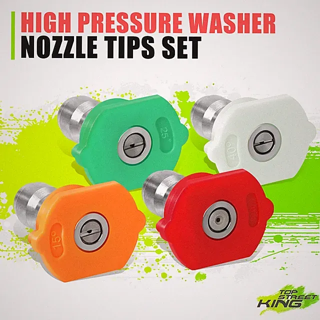 DNA Motoring 4Pcs 0° 15° 25° 40° 2.5GPM High Pressure Washer Nozzle Tips Set