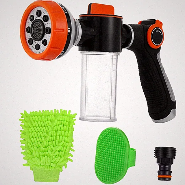 Dog Wash Hose, 8 Patterns High Pressure Garden Hose Soap Sprayer with Soap Di...