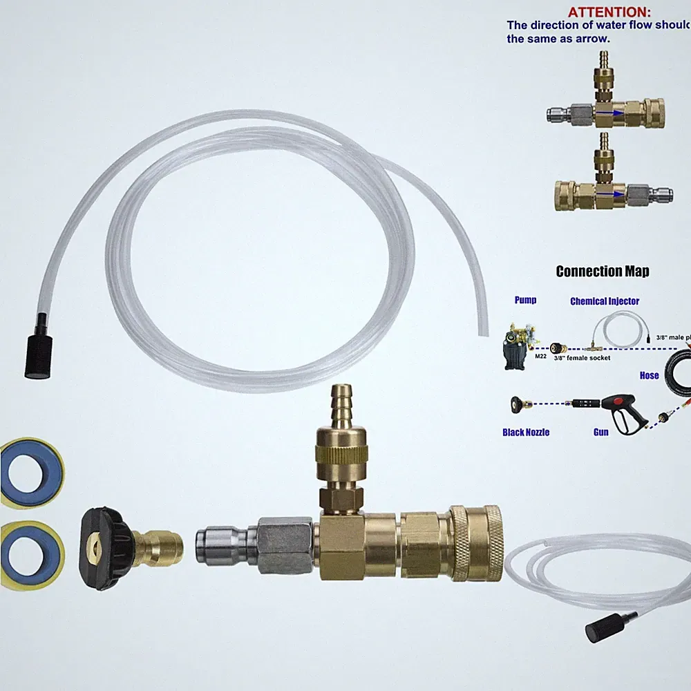 Downstream Chemical Injector Kit for Pressure Washer 3/8 Quick Connect with Hose