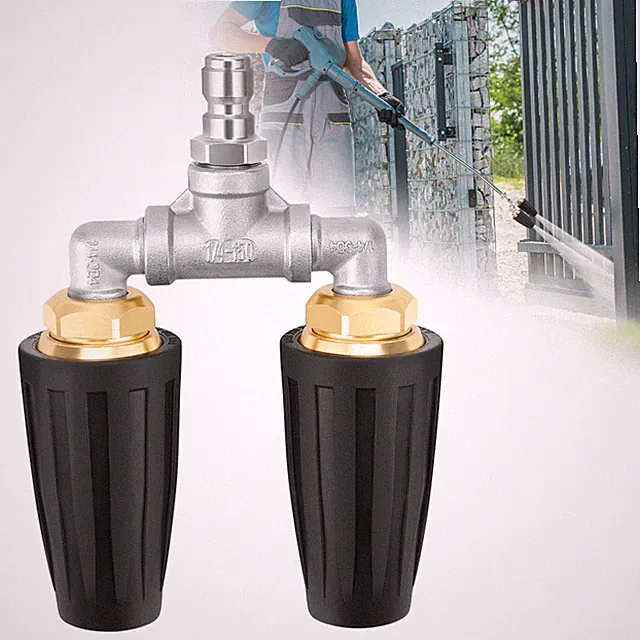 Dual Turbo Pressure Washer Nozzle 360�� Rotating 4000 PSI 1/4" Quick Connect Tip