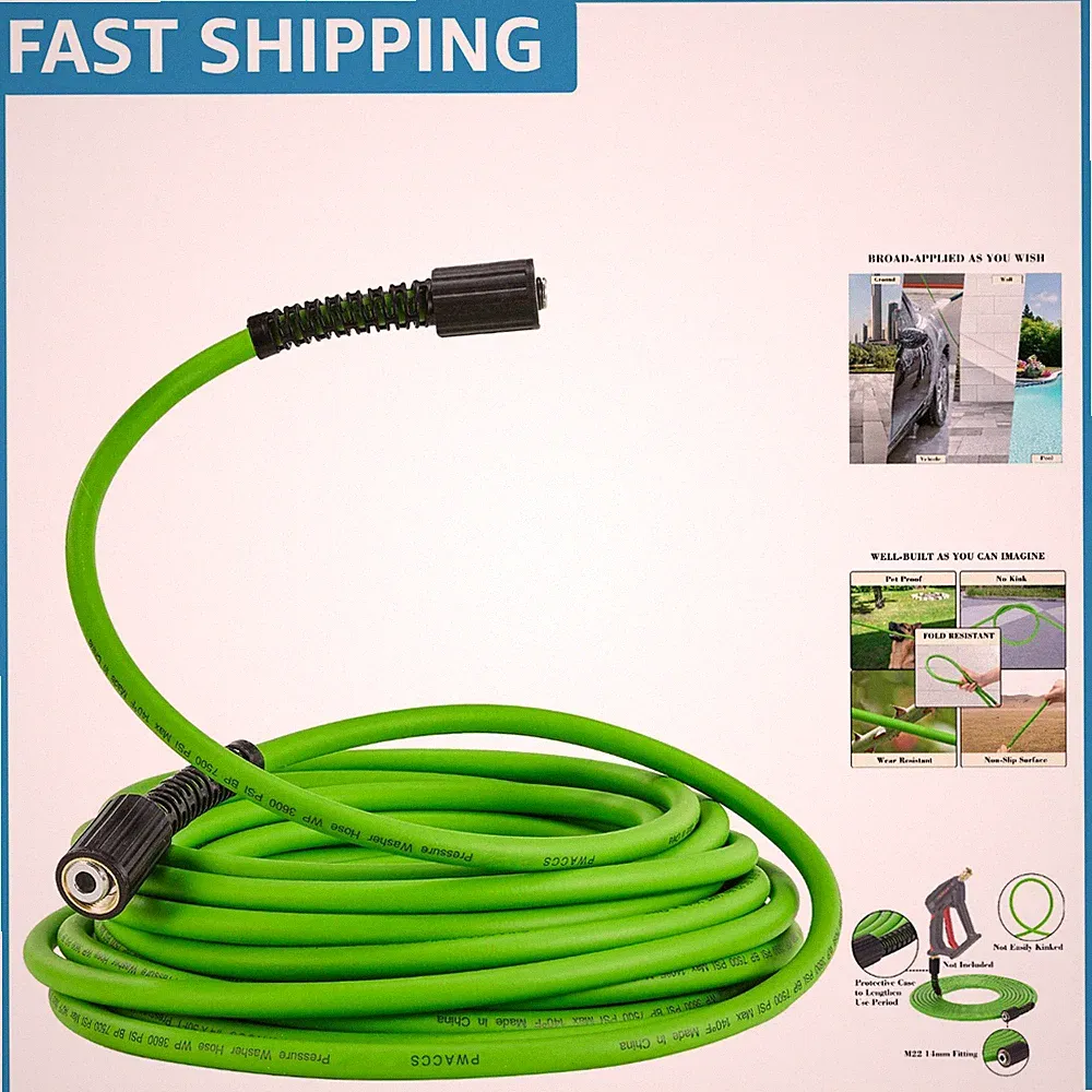 Durable 1/4" x 25 FT Pressure Washer Hose - Ideal for Home and Outdoor Cleaning