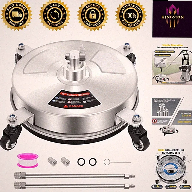 Durable 14" Pressure Washer Surface Cleaner with Quick-Connect for Easy Setup