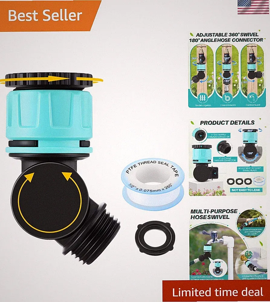 Durable 180° & 360° Swivel Hose Adapter with Rubber Rings - Ideal for Gardens