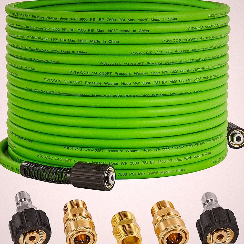 Durable 50 FT Pressure Washing Hose, 3600 PSI, Kink Proof & Lightweight Design
