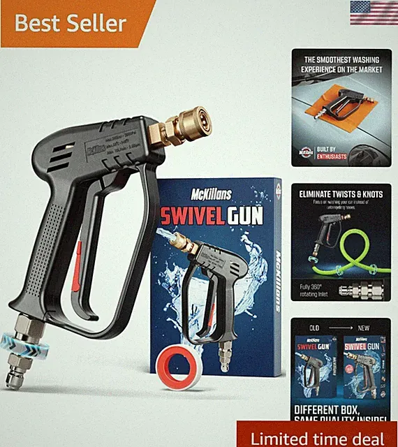 Durable Brass Power Washer Gun with Tangle-Free Swivel – Perfect for Detailers
