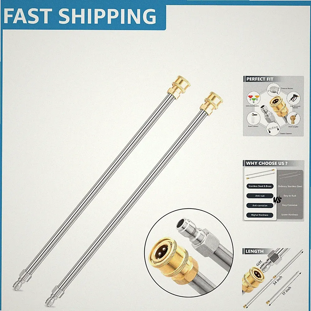 Durable Stainless Steel 2-Pack 17-Inch Pressure Washer Wands with Quick Connect