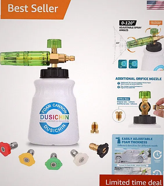 DUS-007 Snow Foam Lance Foam Cannon Adjustable Jet Wash, Quick Release 1/4" F...
