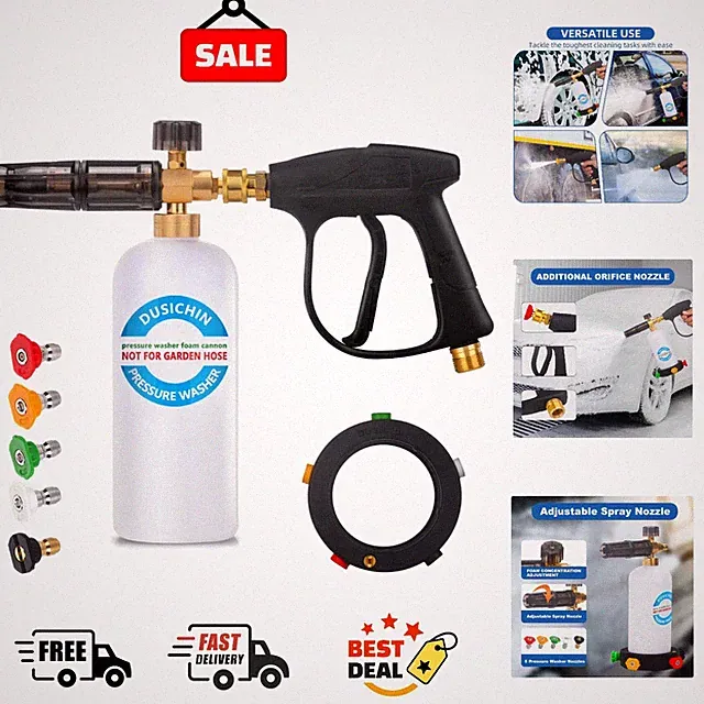 DUS-018 Foam Cannon & Nozzle for Pressure Washers – 3000 PSI Car Detailing