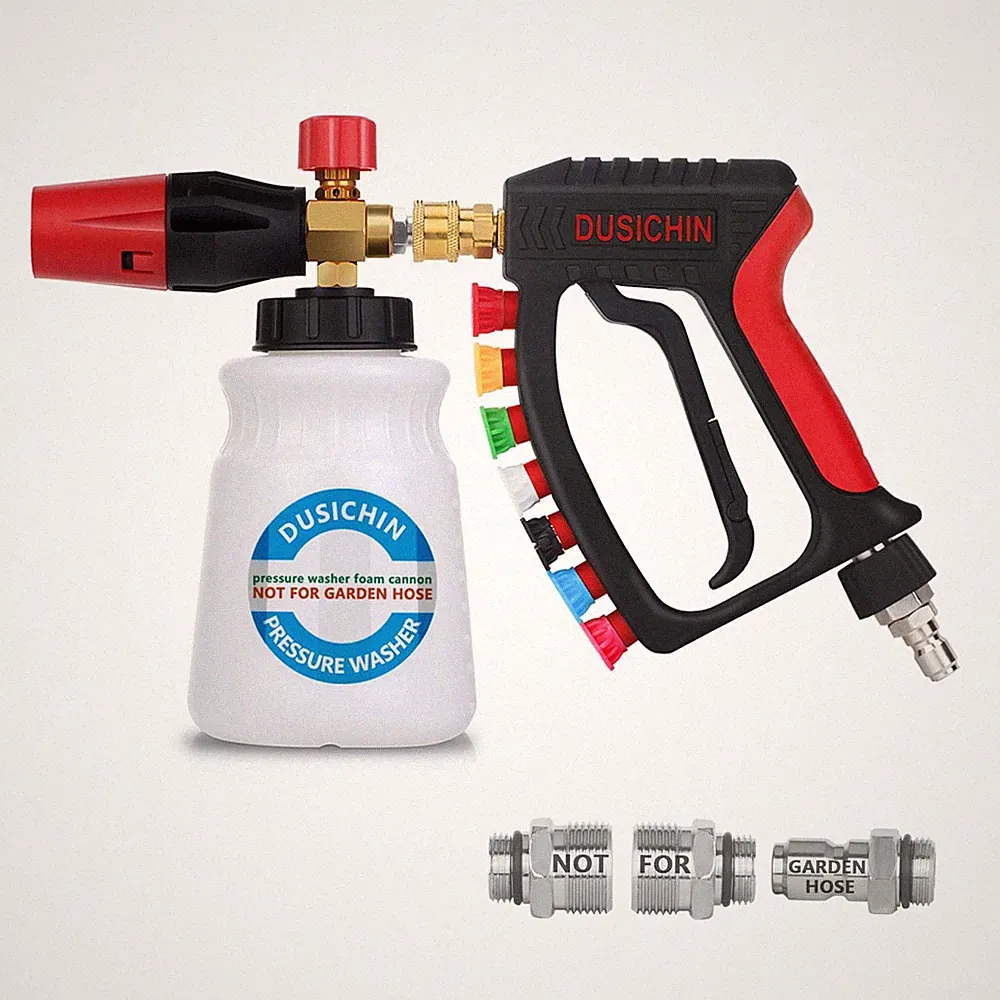 DUSICHIN 4000 PSI Pressure Washer Gun Swivel Foam Cannon Lance 7 Nozzle Tips