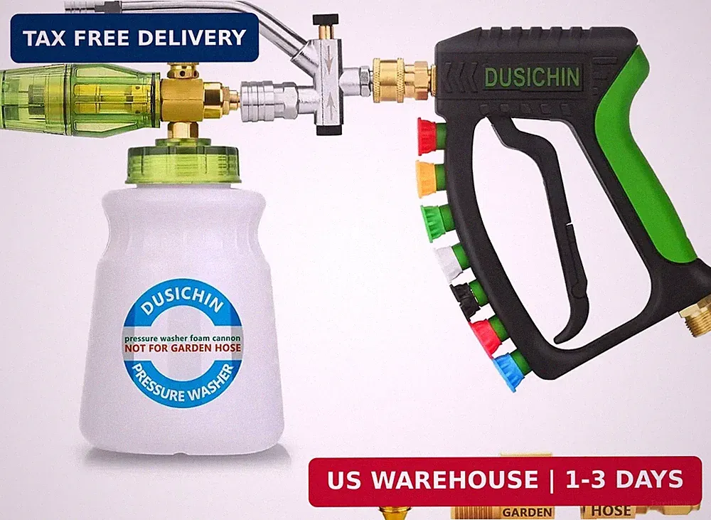 DUSICHIN Foam Cannon Pressure Washer Gun Kit 4000 PSI Double Tip Attachment, Dua