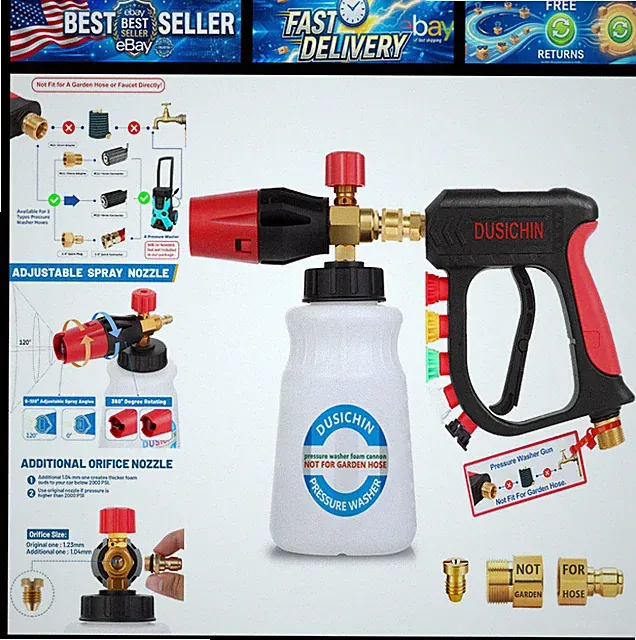 DUSICHIN Foam Cannon Short Pressure Washer Gun 1/4 Inch Quick Connector,Car Wash
