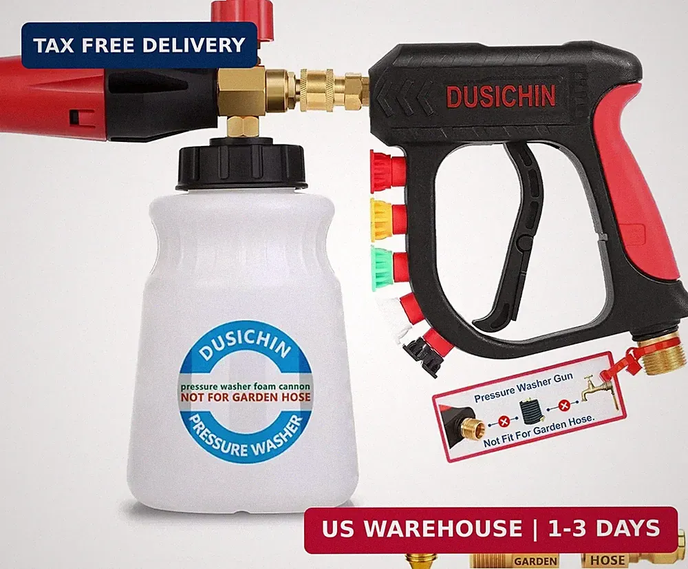 DUSICHIN Foam Cannon Short Pressure Washer Gun 1/4 Inch Quick Connector,Car Wash