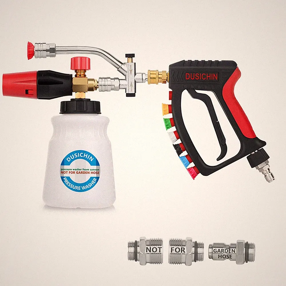 DUSICHIN Pressure Washer Gun Swivel Joint 4000 PSI Snow Foam Cannon Dual-Ended S