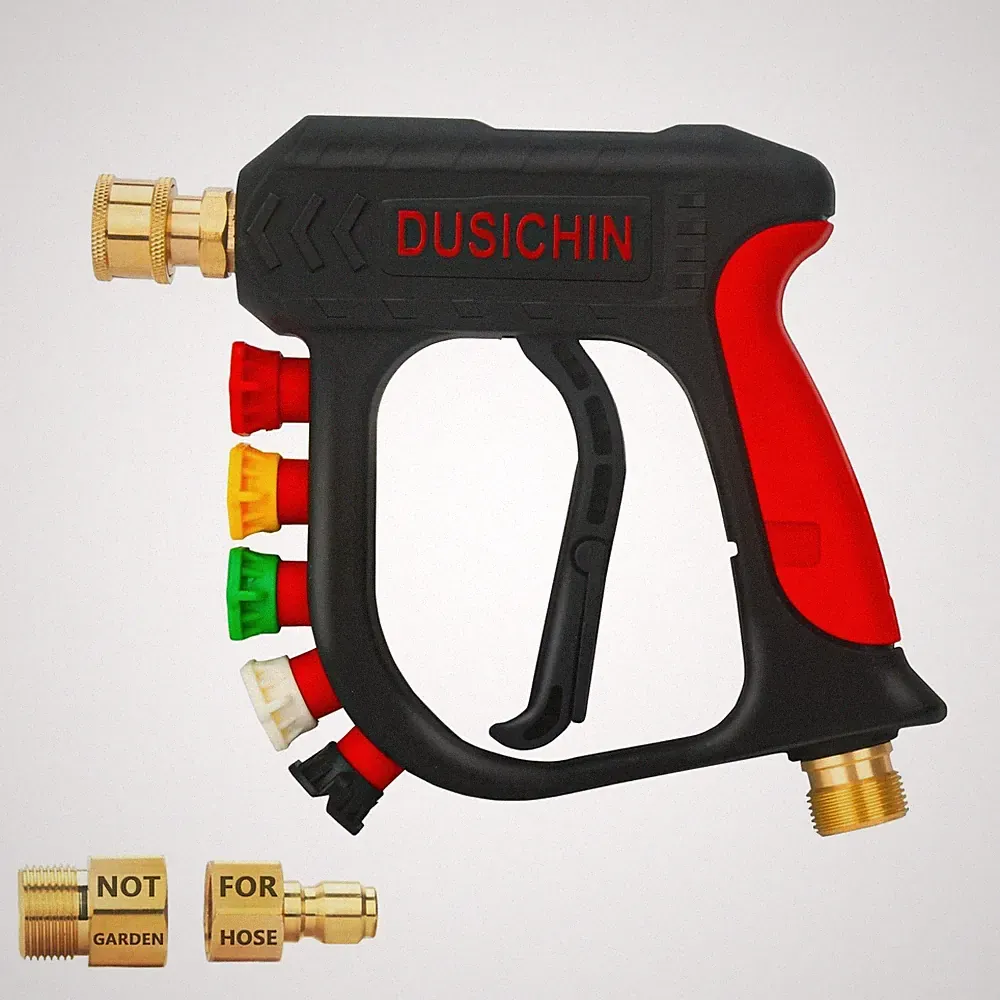 DUSICHIN Pressure Washer Short Wand High Power Spray Gun 5 Nozzle Tips Car Wa...