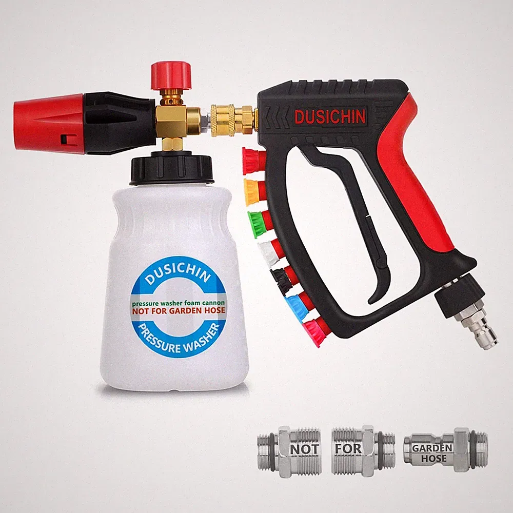 DUSICHIN Short Pressure Washer Gun Swivel Joint 4000 PSI Foam Cannon Lance,7...
